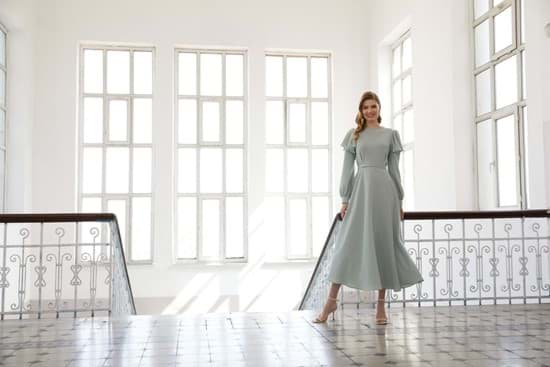 Picture of Linen Mint Kolları volanlı özel gün elbise